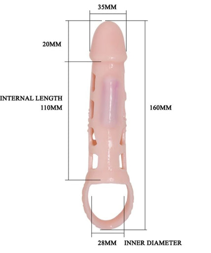 PRETTY LOVE - HARRISON PENIS EXTENDER COVER WITH VIBRATION AND STRAP 13.5 CM