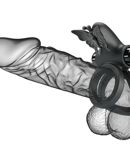 PRETTY LOVE - DOUBLE VIBRATING RING WITH BLACK STIMULATOR