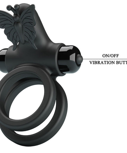 PRETTY LOVE - DOUBLE VIBRATING RING WITH BLACK STIMULATOR
