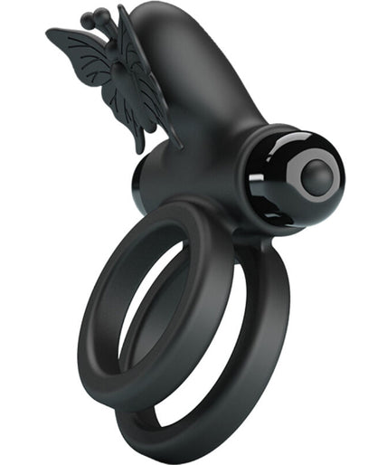 PRETTY LOVE - DOUBLE VIBRATING RING WITH BLACK STIMULATOR