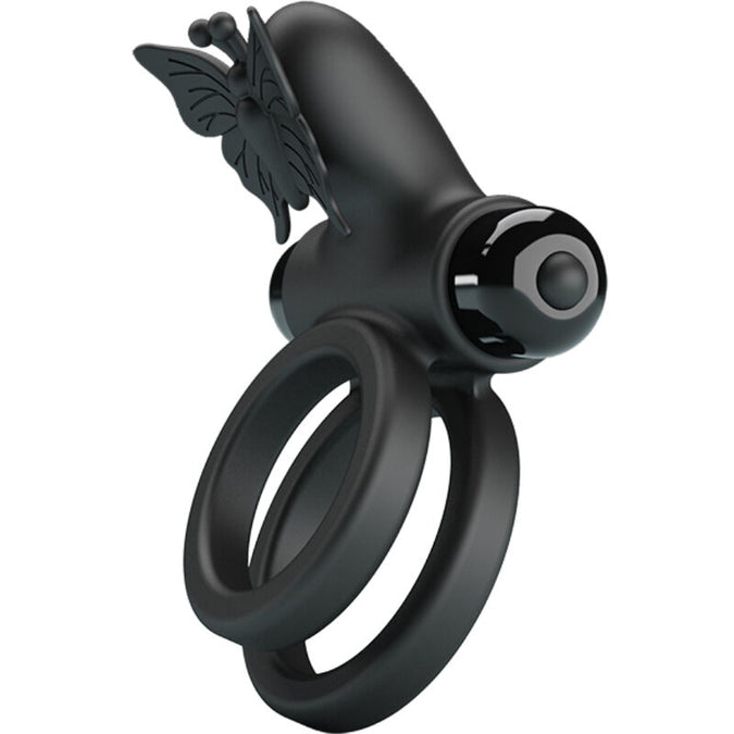 PRETTY LOVE - DUBBELE VIBRERENDE RING MET ZWARTE STIMULATOR