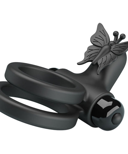 PRETTY LOVE - DOUBLE VIBRATING RING WITH BLACK STIMULATOR