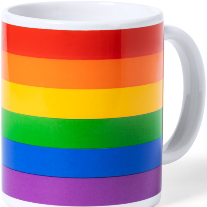 TROTS - REGENBOOGVLAG BEKER IN INDIVIDUELE KRAFT DOOS