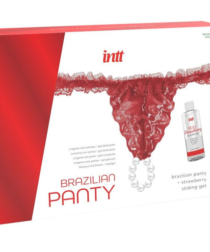 INTT RELEASES - BRAZILIAN RED PANTY WITH PEARLS AND LUBRICATING GEL 50 ML