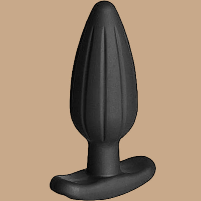 ELECTRASTIM - SILICONEN ZWARTE SCHOMMEL BUTT PLUG GROOT