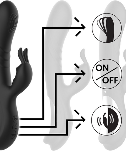 Black&silver – Jamie Rechargeable Silicone Rabbit Stimulator Black