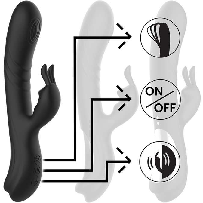 Schwarz & Silber – Jamie Wiederaufladbarer Silikon Rabbit Stimulator Schwarz