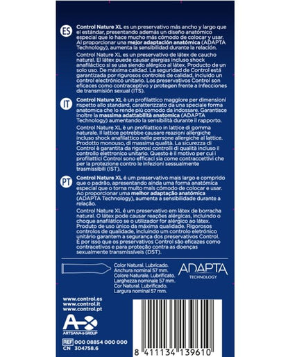 CONTROL - ADAPTA NATURE XL CONDOMS 12 STUKS