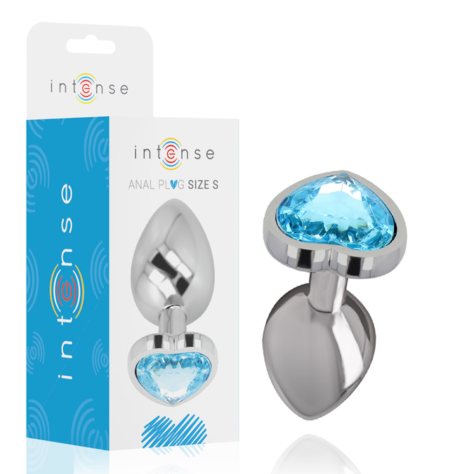 Intense – Aluminium Metall Analplug Blaues Herz Größe S