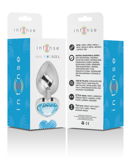 INTENSE - ALUMINUM METAL ANAL PLUG BLUE HEART SIZE L