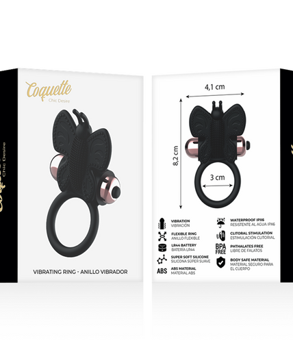 COQUETTE CHIC DESIRE - COCK RING BUTTERFLY WITH VIBRATOR BLACK/ GOLD