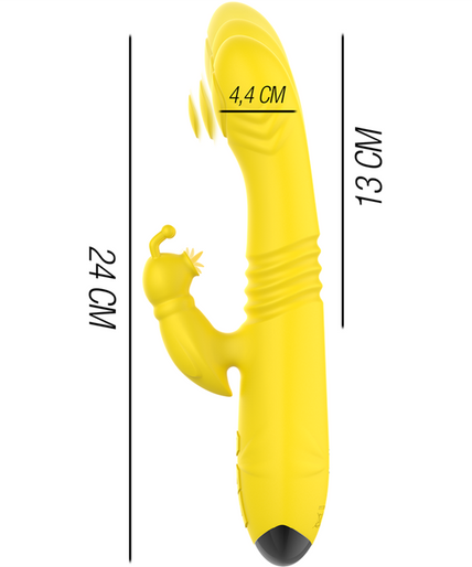 INTENSE - TOKY MULTIFUNCTIONELE VIBRATOR OP & NEER MET CLITORALE STIMULATOR GEEL