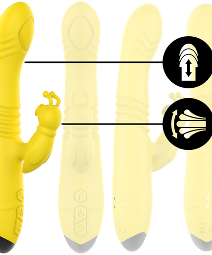 INTENSE - TOKY MULTIFUNCTIONELE VIBRATOR OP & NEER MET CLITORALE STIMULATOR GEEL