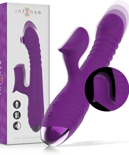 INTENSE - IGGY MULTIFUNCTION RECHARGEABLE VIBRATOR UP & DOWN WITH CLITORAL STIMULATOR PURPLE