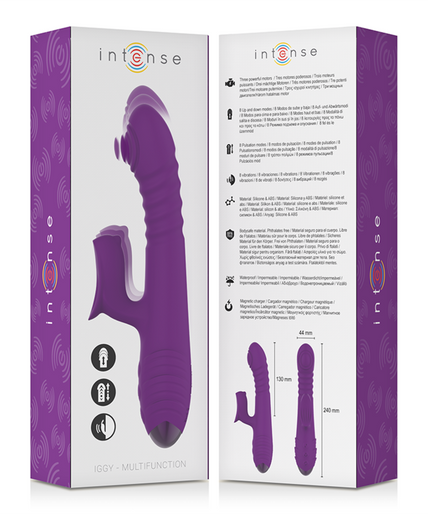 INTENSE - IGGY MULTIFUNCTION RECHARGEABLE VIBRATOR UP & DOWN WITH CLITORAL STIMULATOR PURPLE