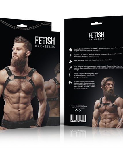 FETISH SUBMISSIVE ATTITUDE - MENS ECO-LEATHER CHEST HARNESS WITH STUDS