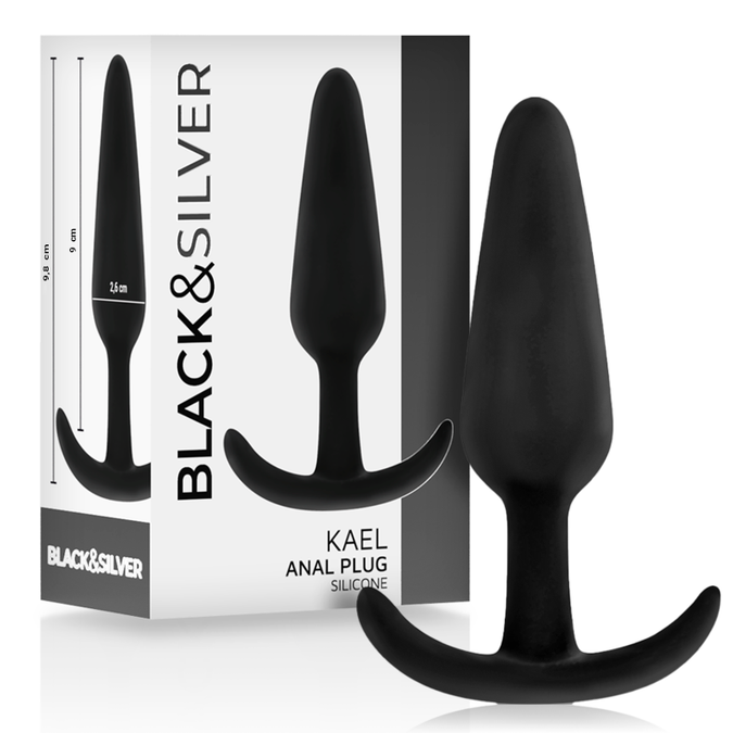 Zwart & zilver – Kael siliconen anale plug met middelgrote handgreep