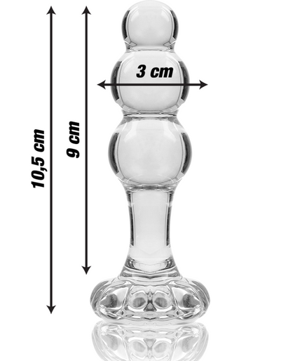 NEBULA SERIES BY IBIZA - MODEL 1 ANAL PLUG BOROSILICATE GLASS CLEAR 10.5 CM -O- 3 CM