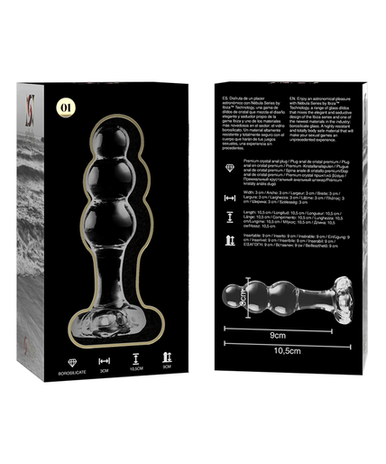 NEBULA SERIES BY IBIZA - MODEL 1 ANAL PLUG BOROSILICATE GLASS CLEAR 10.5 CM -O- 3 CM
