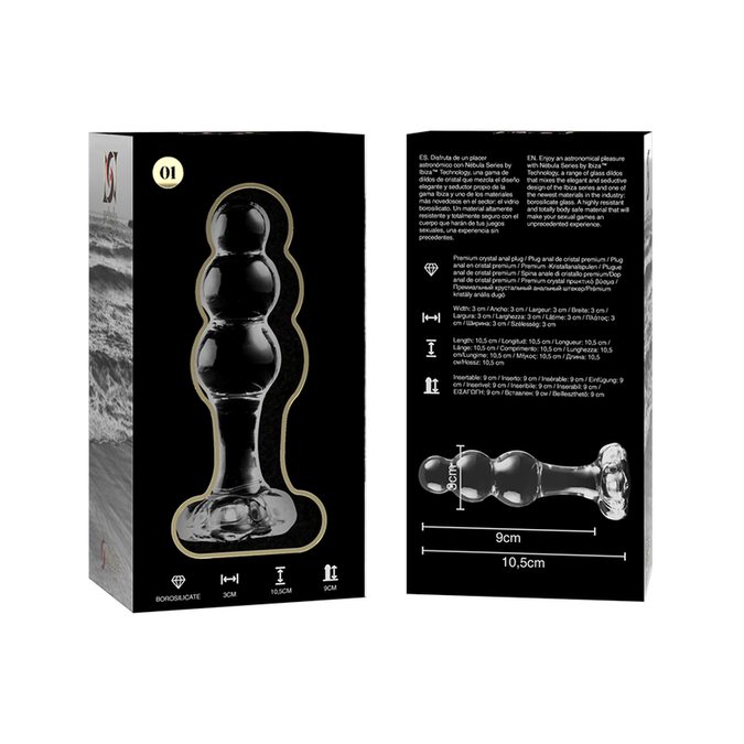 NEBULA SERIES BY IBIZA - MODEL 1 ANAALPLUG BOROSILICAATGLAS HELDER 10.5 CM -O- 3 CM