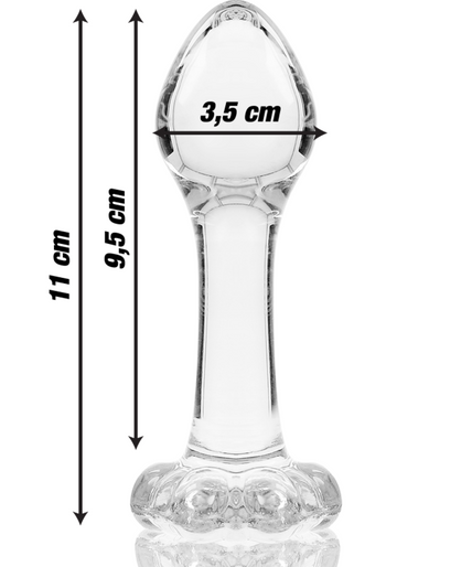 NEBULA SERIES BY IBIZA - MODEL 2 ANAL PLUG BOROSILICATE GLASS CLEAR 11 CM -O- 3.5 CM