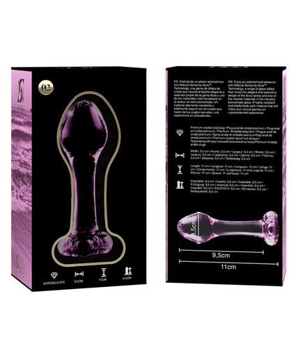 NEBULA SERIES BY IBIZA - MODEL 2 ANAL PLUG BOROSILICATE GLASS PINK 11 CM -O- 3.5 CM