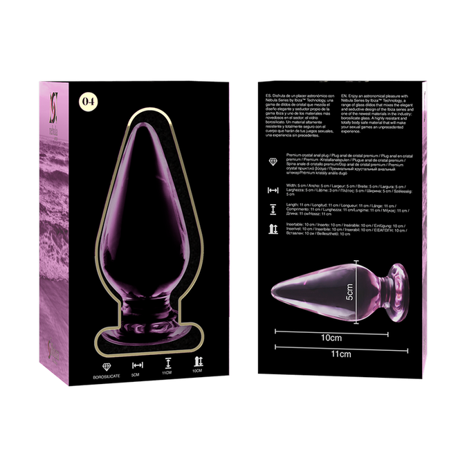 NEBULA SERIES BY IBIZA - MODEL 4 ANAL PLUG BOROSILICAATGLAS ROZE 11 CM -Ø- 5 CM