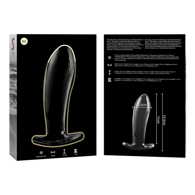 NEBULA SERIE VAN IBIZA - MODEL 5 ANALE PLUG BOROSILICAATGLAS HELDER 12,5 CM -O- 3,5 CM