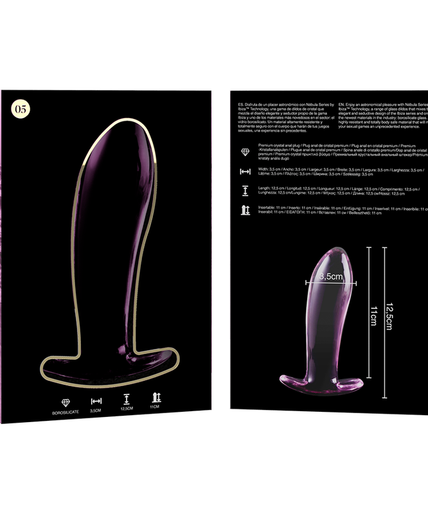 NEBULA SERIES BY IBIZA - MODEL 5 ANAL PLUG BOROSILICATE GLASS PINK 12.5 CM -O- 3.5 CM