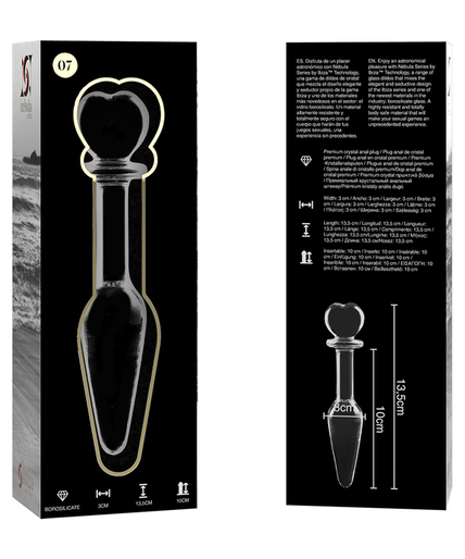 NEBULA SERIES BY IBIZA - MODEL 7 ANAL PLUG BOROSILICATE GLASS CLEAR 13.5 CM -O- 3 CM