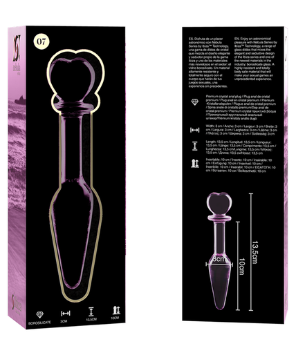 NEBULA SERIES BY IBIZA - MODEL 7 ANAL PLUG BOROSILICATE GLASS PINK 13.5 CM -O- 3 CM