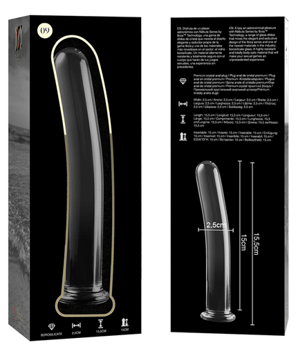 NEBULA SERIES BY IBIZA - MODEL 9 DILDO BOROSILICATE GLASS CLEAR 15.5 CM -O- 2.5 CM