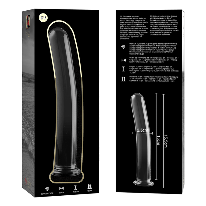 NEBULA SERIES BY IBIZA - MODEL 9 DILDO BOROSILICAATGLAS HELDER 15,5 CM -O- 2,5 CM