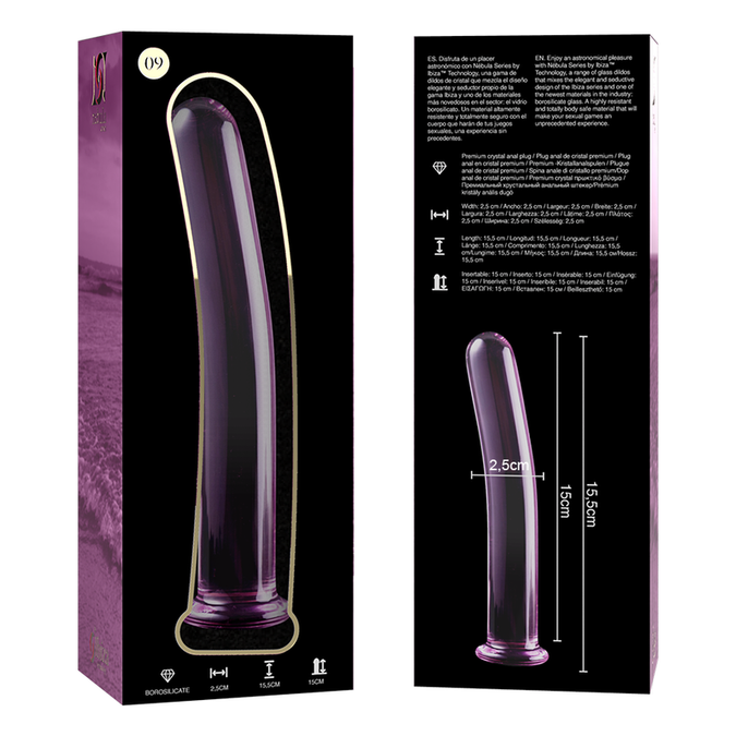 NEBULA-SERIE VAN IBIZA - MODEL 9 DILDO BOROSILICAATGLAS ROZE 15,5 CM -Ø- 2,5 CM