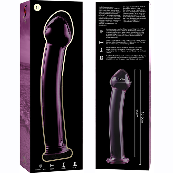 NEBULA SERIES BY IBIZA - MODEL 11 DILDO BOROSILICAATGLAS ROZE 16 CM -O- 3 CM
