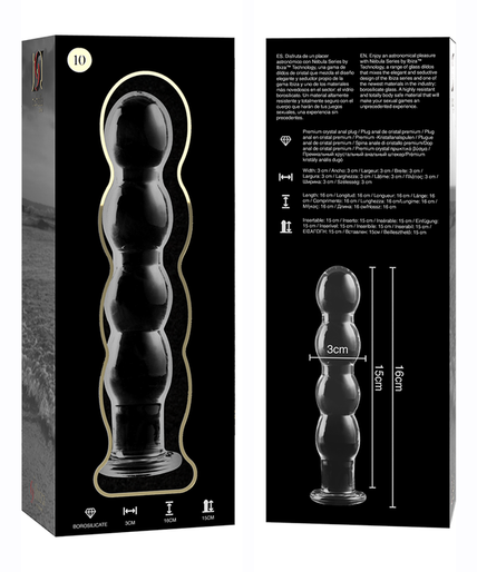 NEBULA SERIES BY IBIZA - MODEL 10 DILDO BOROSILICATE GLASS CLEAR 16.5 CM -O- 3.5 CM