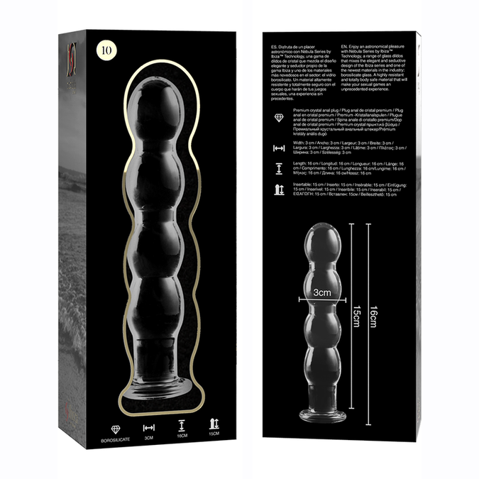 NEBULA SERIE DOOR IBIZA - MODEL 10 DILDO BOROSILICAATGLAS HELDER 16,5 CM -O- 3,5 CM