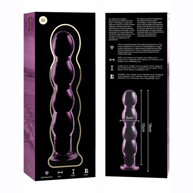 NEBULA SERIE VAN IBIZA - MODEL 10 DILDO BOROSILICAATGLAS ROZE 16,5 CM -O- 3,5 CM