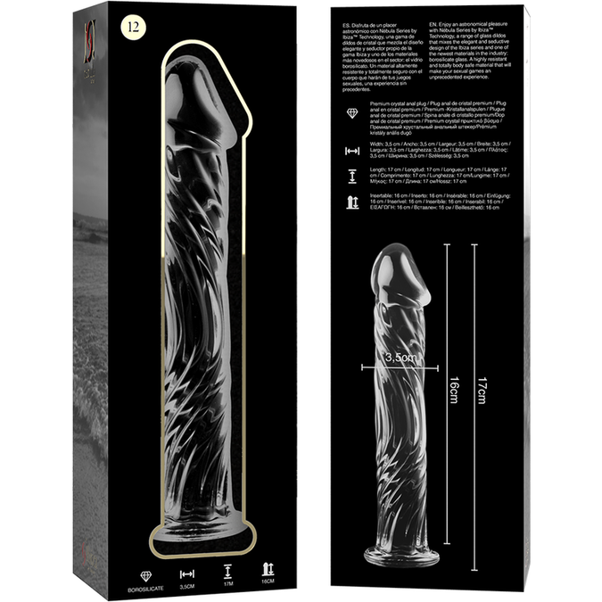 Nebula-serie van Ibiza – Model 12 Dildo van Borosilicaatglas Helder 17 cm – Ø 3,5 cm