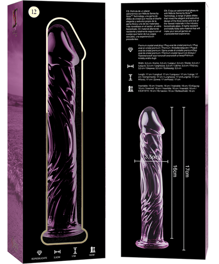 NEBULA SERIES BY IBIZA - MODEL 12 DILDO BOROSILICATE GLASS PINK 17 CM -O- 3.5 CM