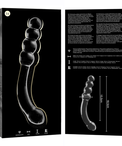 NEBULA SERIES BY IBIZA - MODEL 14 DILDO BOROSILICATE GLASS CLEAR 18.5 CM -O- 3 CM
