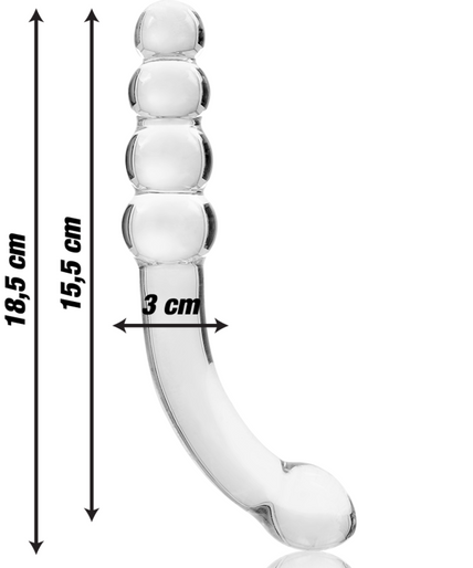 NEBULA SERIES BY IBIZA - MODEL 14 DILDO BOROSILICATE GLASS CLEAR 18.5 CM -O- 3 CM