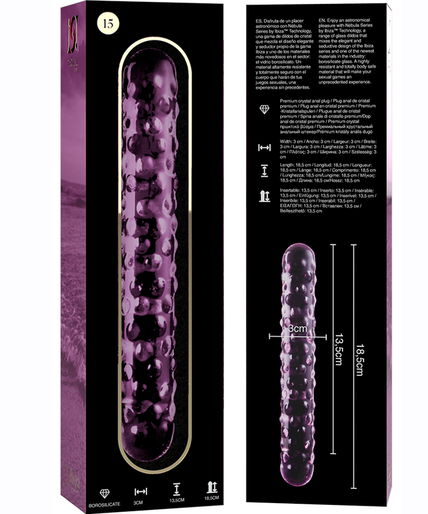 NEBULA SERIES BY IBIZA - MODEL 15 DILDO BOROSILICATE GLASS PINK 18.5 CM -O- 3 CM