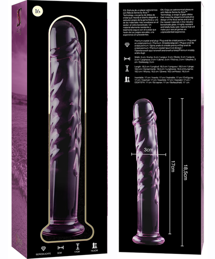 NEBULA SERIES BY IBIZA - MODEL 16 DILDO BOROSILICATE GLASS PINK 18.5 CM -O- 3 CM