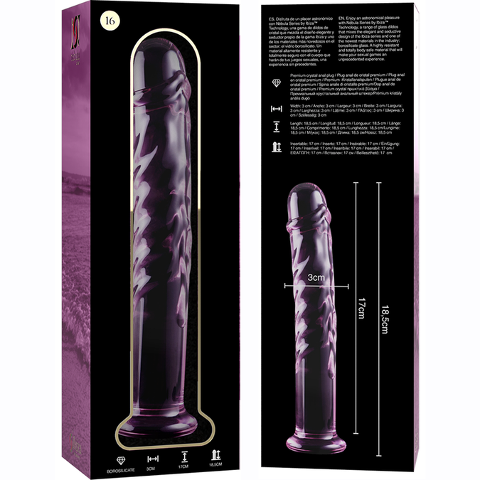 Nebula Series by Ibiza – Model 16 Dildo Borosilicate Glass Pink 18.5 cm – Ø 4.5 cm