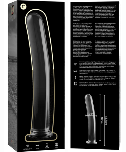 NEBULA SERIES BY IBIZA - MODEL 17 DILDO BOROSILICATE GLASS CLEAR 18.5 CM -O- 3 CM