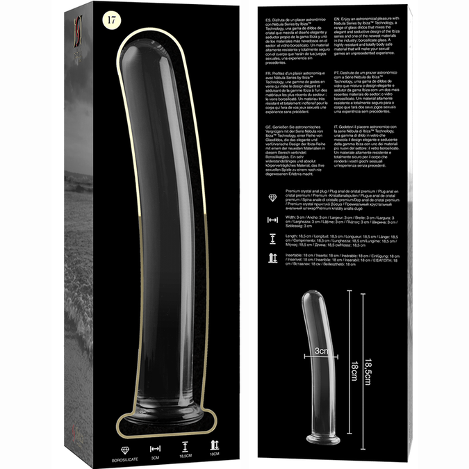 NEBULA SERIES BY IBIZA - MODEL 17 DILDO BOROSILICAATGLAS HELDER 18,5 CM -O- 3 CM