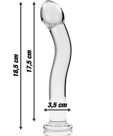 NEBULA SERIES BY IBIZA - MODEL 18 DILDO BOROSILICATE GLASS CLEAR 18.5 CM -O- 3.5 CM