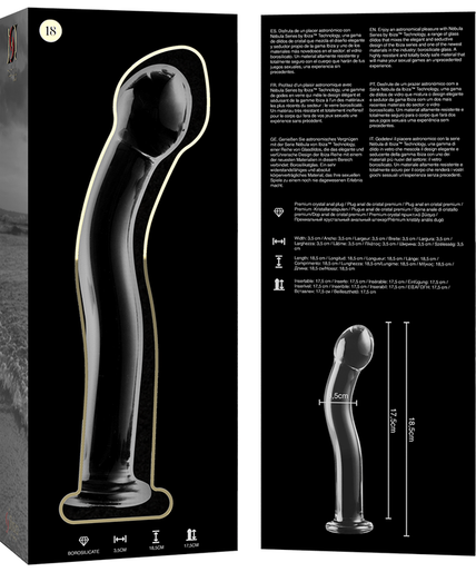 NEBULA SERIES BY IBIZA - MODEL 18 DILDO BOROSILICATE GLASS CLEAR 18.5 CM -O- 3.5 CM