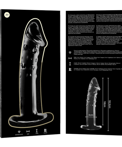 NEBULA SERIES BY IBIZA - MODEL 19 DILDO BOROSILICATE GLASS CLEAR 18.5 CM -O- 4 CM